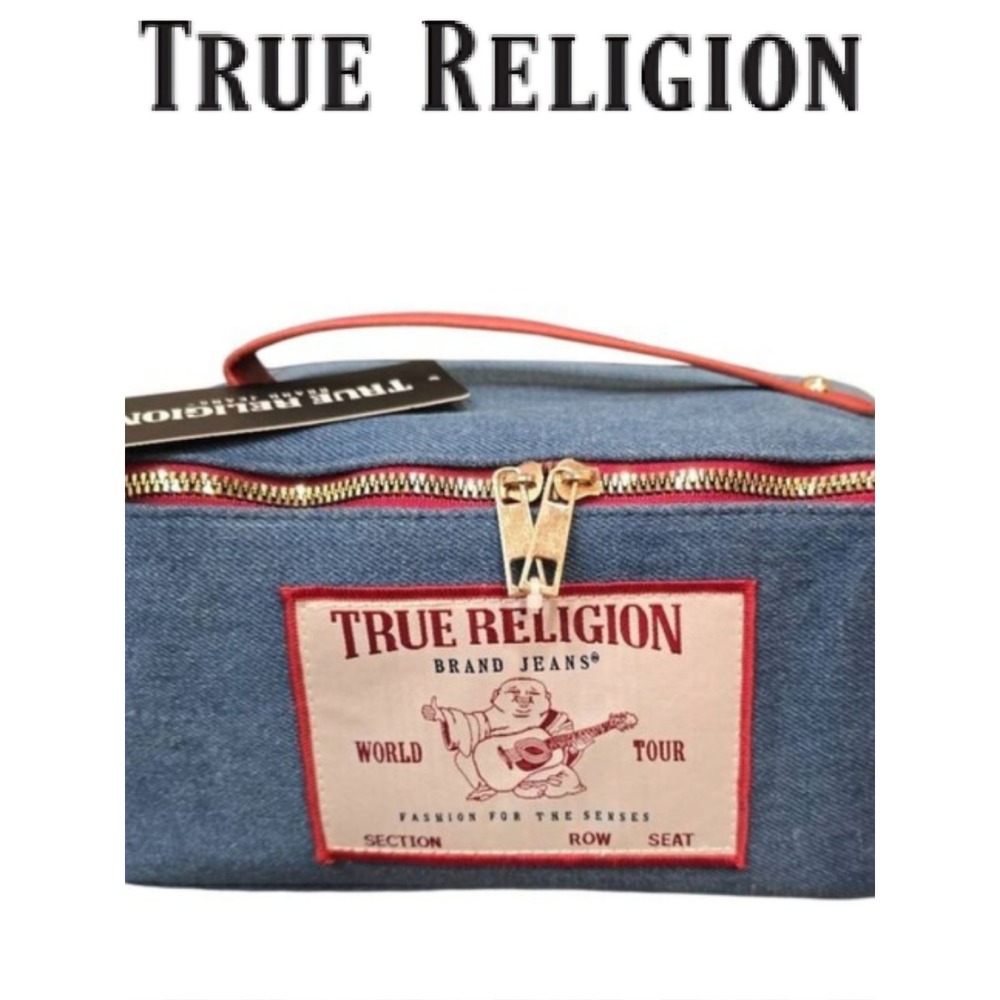 True Religion World Tour Buddha Denim Cosmetic Bag